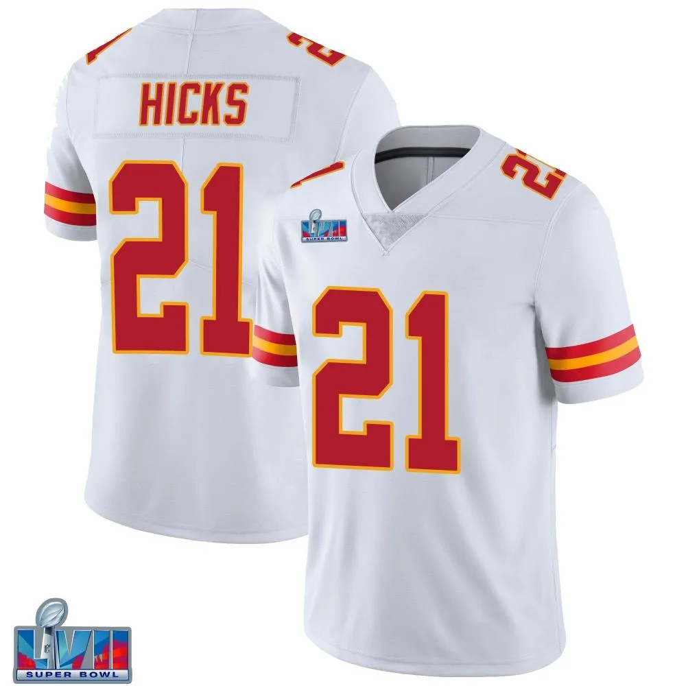 Youth Kansas City Chiefs Jaden Hicks Nike Vapor Untouchable Super Bowl LVII Patch Limited White Jersey Youth Kansas City Chiefs Jaden Hicks Nike Vapor Untouchable Super Bowl LVII Patch Limited White Jersey