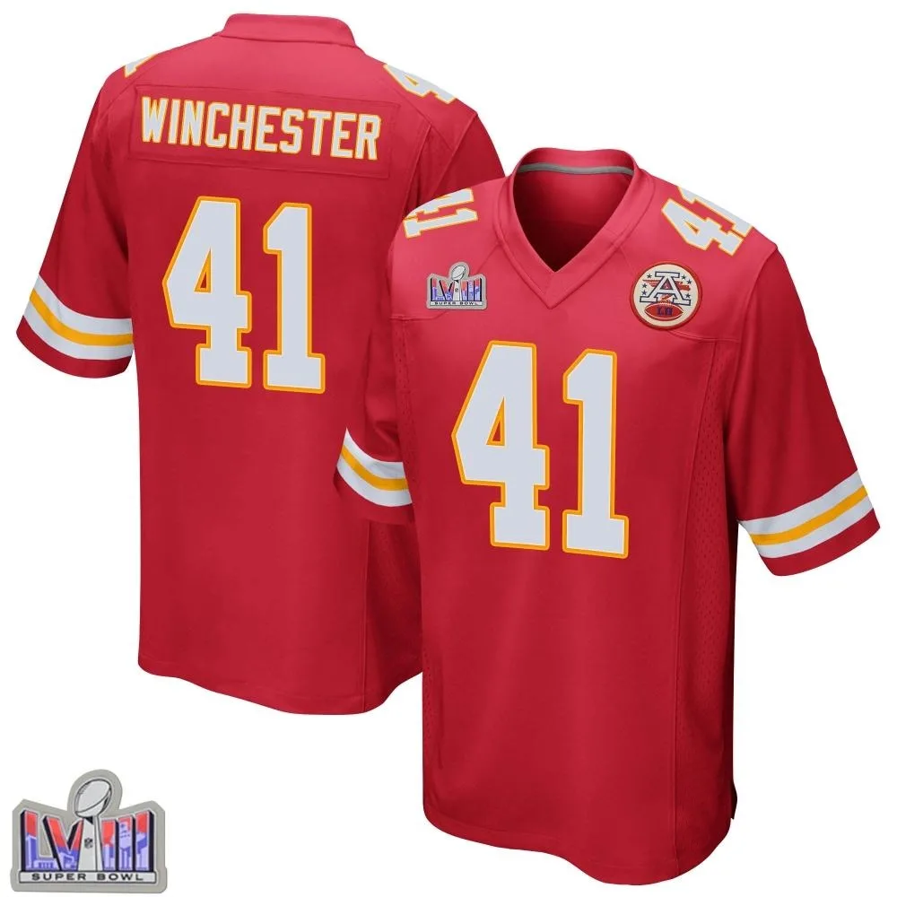 Men's Kansas City Chiefs James Winchester Nike Team Color Super Bowl LVIII Patch Game Red Jersey Men's Kansas City Chiefs James Winchester Nike Team Color Super Bowl LVIII Patch Game Red Jersey