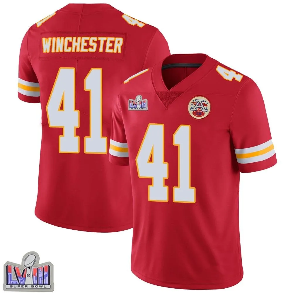 Men's Kansas City Chiefs James Winchester Nike Team Color Vapor Untouchable Super Bowl LVIII Patch Limited Red Jersey Men's Kansas City Chiefs James Winchester Nike Team Color Vapor Untouchable Super Bowl LVIII Patch Limited Red Jersey
