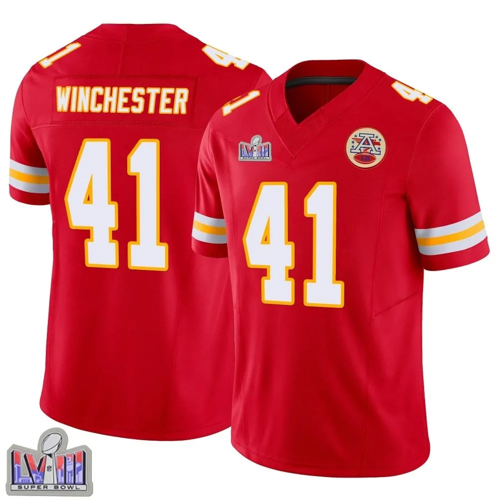Men's Kansas City Chiefs James Winchester Nike Vapor F.U.S.E. Super Bowl LVIII Patch Limited Red Jersey Men's Kansas City Chiefs James Winchester Nike Vapor F.U.S.E. Super Bowl LVIII Patch Limited Red Jersey
