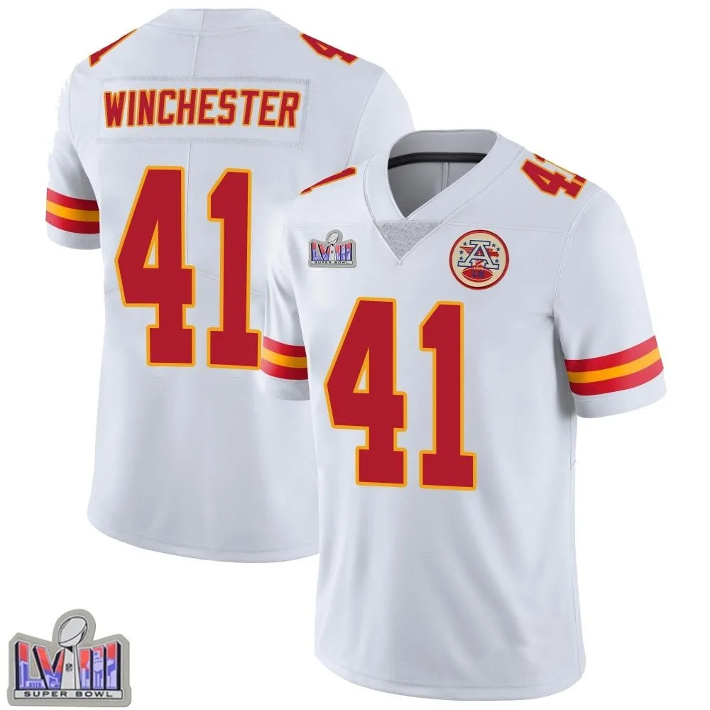 Men's Kansas City Chiefs James Winchester Nike Vapor Untouchable Super Bowl LVIII Patch Limited White Jersey Men's Kansas City Chiefs James Winchester Nike Vapor Untouchable Super Bowl LVIII Patch Limited White Jersey