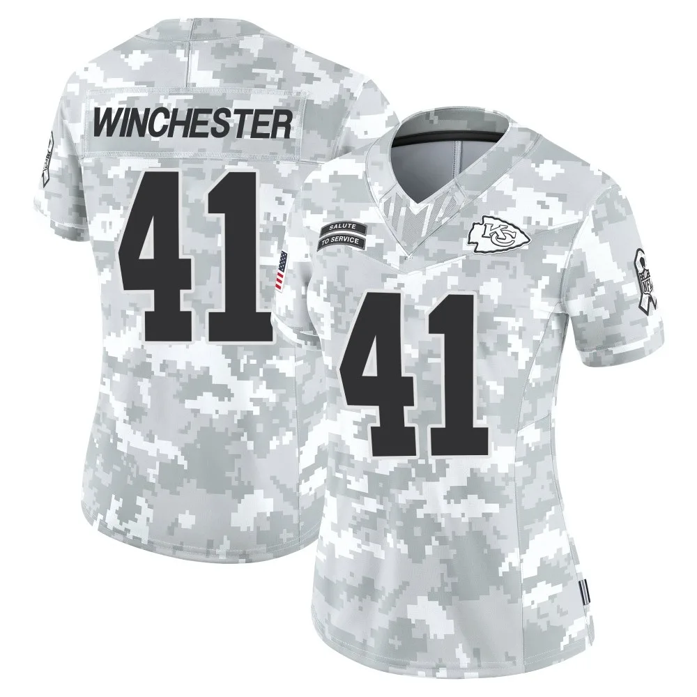 Women's Kansas City Chiefs James Winchester Nike 2024 Salute to Service Limited Arctic Camo Jersey Women's Kansas City Chiefs James Winchester Nike 2024 Salute to Service Limited Arctic Camo Jersey