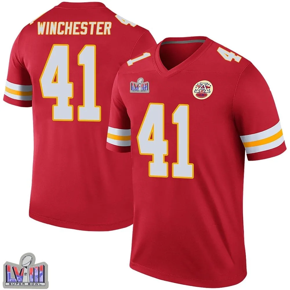 Youth Kansas City Chiefs James Winchester Nike Color Rush Super Bowl LVIII Patch Legend Red Jersey Youth Kansas City Chiefs James Winchester Nike Color Rush Super Bowl LVIII Patch Legend Red Jersey