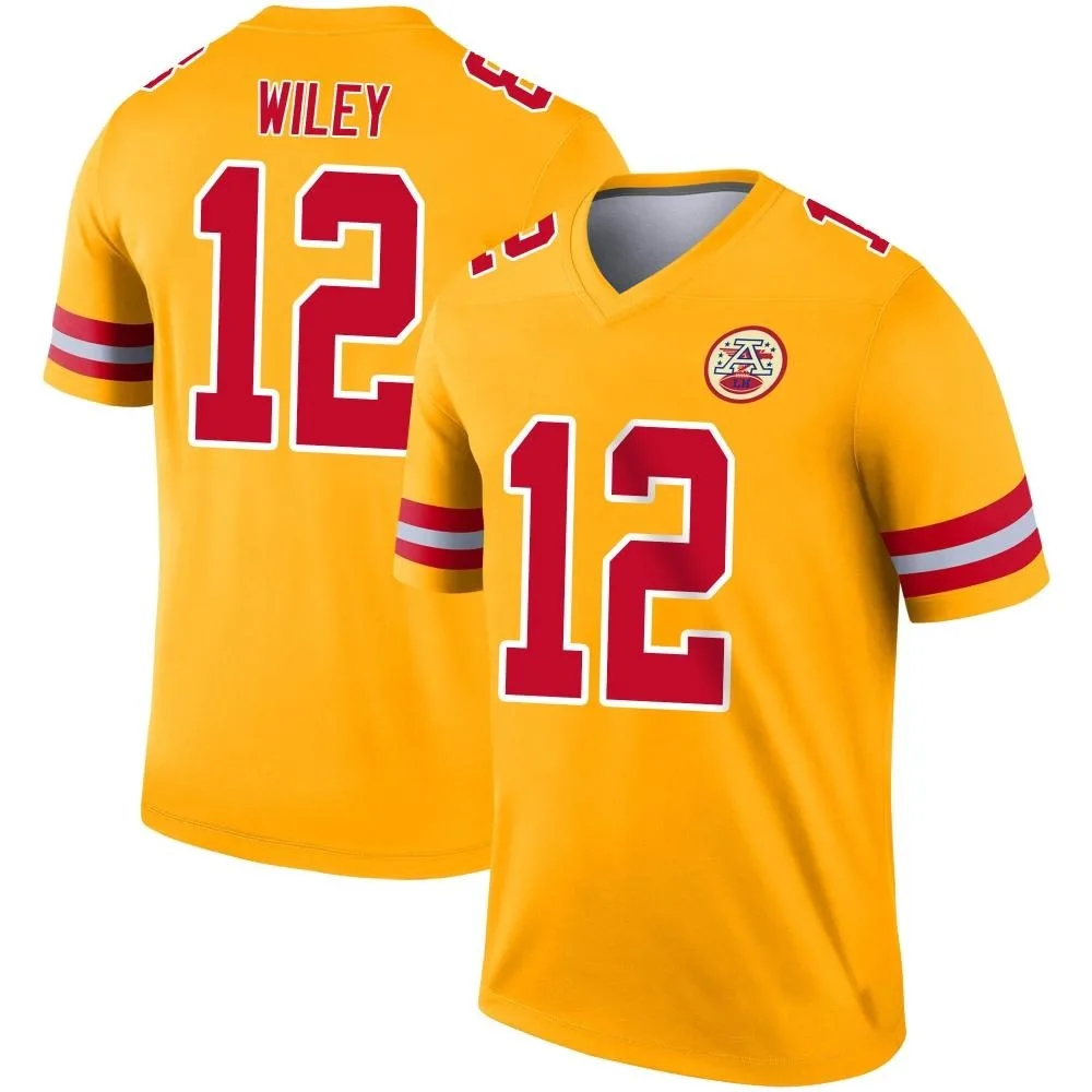 Men's Kansas City Chiefs Jared Wiley Nike Inverted Legend Gold Jersey Men's Kansas City Chiefs Jared Wiley Nike Inverted Legend Gold Jersey