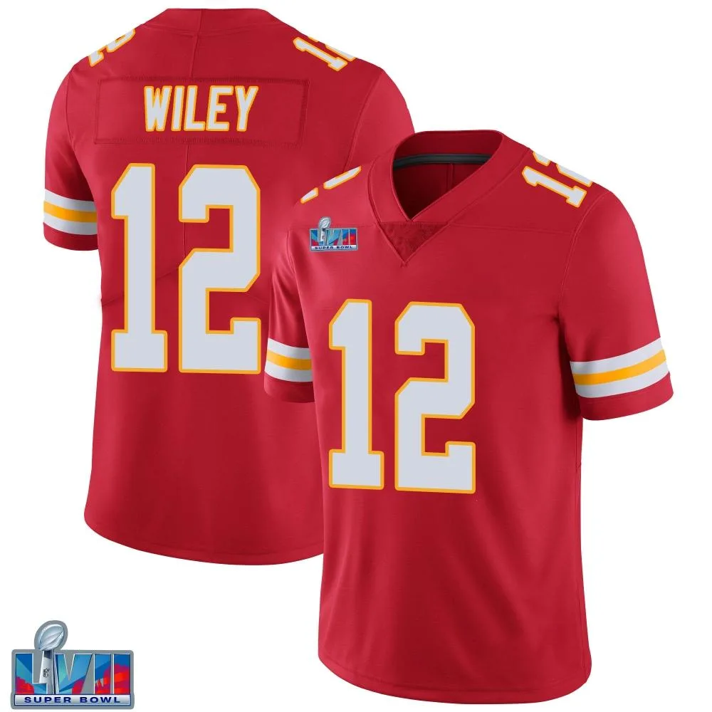 Men's Kansas City Chiefs Jared Wiley Nike Team Color Vapor Untouchable Super Bowl LVII Patch Limited Red Jersey Men's Kansas City Chiefs Jared Wiley Nike Team Color Vapor Untouchable Super Bowl LVII Patch Limited Red Jersey