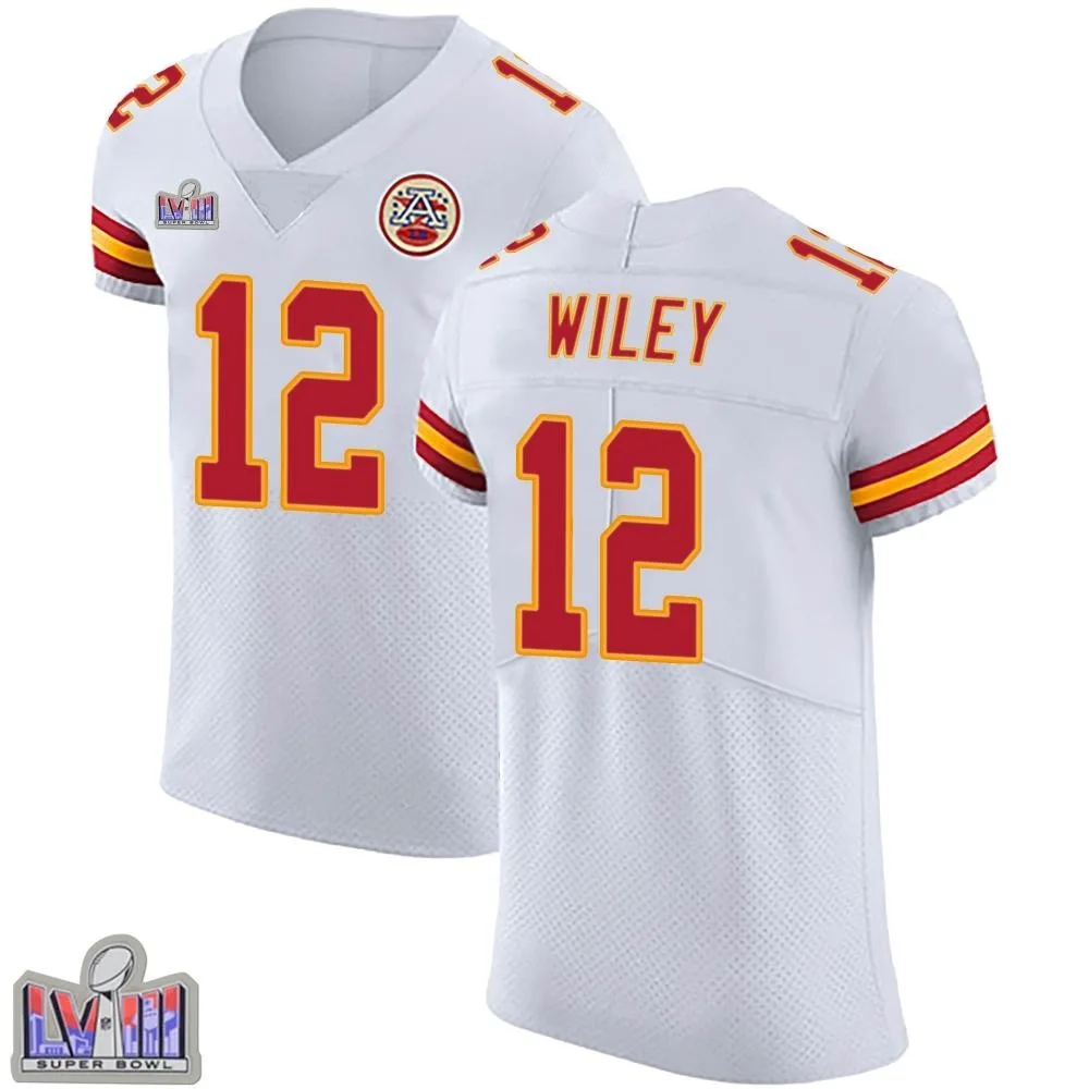 Men's Kansas City Chiefs Jared Wiley Nike Vapor Untouchable Super Bowl LVIII Patch Elite White Jersey Men's Kansas City Chiefs Jared Wiley Nike Vapor Untouchable Super Bowl LVIII Patch Elite White Jersey