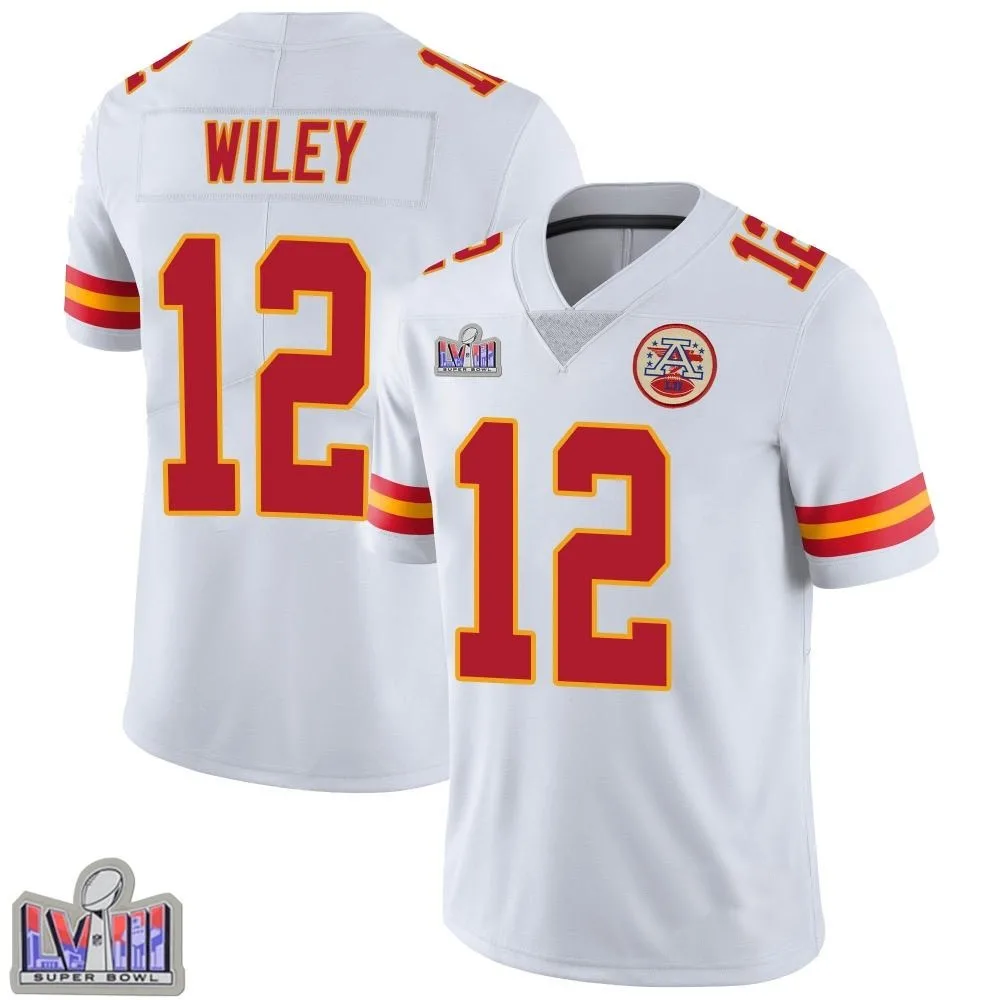 Men's Kansas City Chiefs Jared Wiley Nike Vapor Untouchable Super Bowl LVIII Patch Limited White Jersey Men's Kansas City Chiefs Jared Wiley Nike Vapor Untouchable Super Bowl LVIII Patch Limited White Jersey