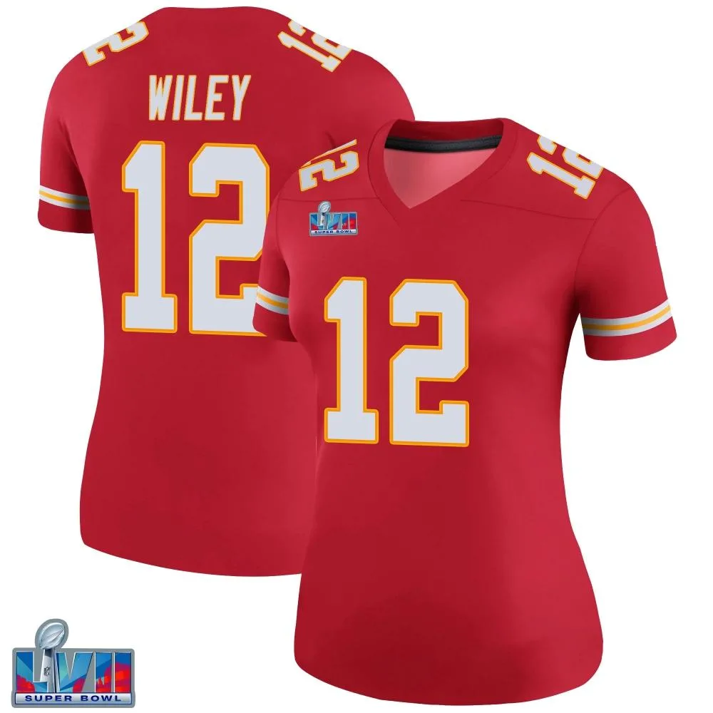 Women's Kansas City Chiefs Jared Wiley Nike Color Rush Super Bowl LVII Patch Legend Red Jersey Women's Kansas City Chiefs Jared Wiley Nike Color Rush Super Bowl LVII Patch Legend Red Jersey
