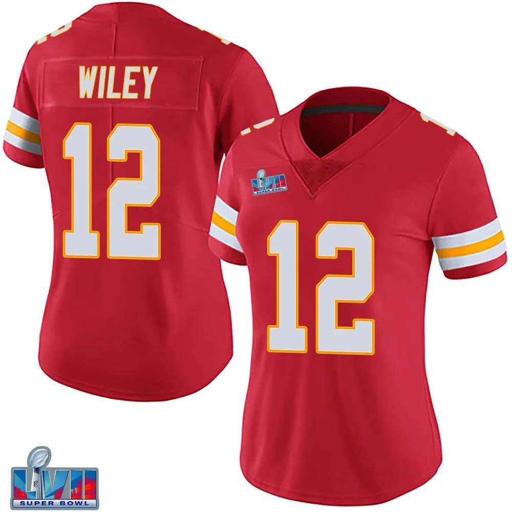 Women's Kansas City Chiefs Jared Wiley Nike Team Color Vapor Untouchable Super Bowl LVII Patch Limited Red Jersey Women's Kansas City Chiefs Jared Wiley Nike Team Color Vapor Untouchable Super Bowl LVII Patch Limited Red Jersey