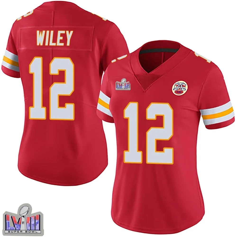 Women's Kansas City Chiefs Jared Wiley Nike Team Color Vapor Untouchable Super Bowl LVIII Patch Limited Red Jersey Women's Kansas City Chiefs Jared Wiley Nike Team Color Vapor Untouchable Super Bowl LVIII Patch Limited Red Jersey