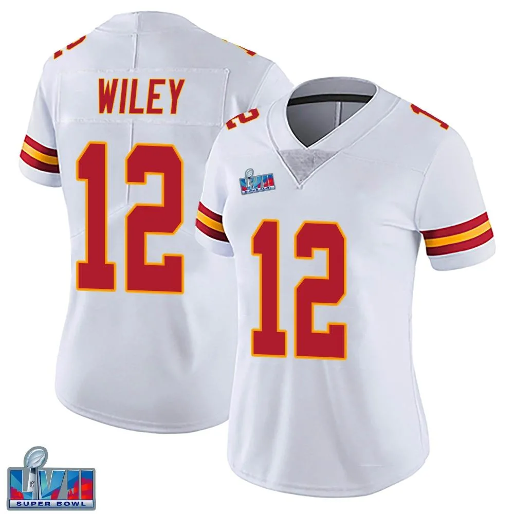 Women's Kansas City Chiefs Jared Wiley Nike Vapor Untouchable Super Bowl LVII Patch Limited White Jersey Women's Kansas City Chiefs Jared Wiley Nike Vapor Untouchable Super Bowl LVII Patch Limited White Jersey