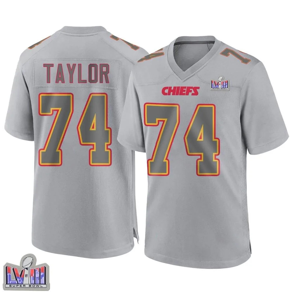 Men's Kansas City Chiefs Jawaan Taylor Nike Atmosphere Fashion Super Bowl LVIII Patch Game Gray Jersey Men's Kansas City Chiefs Jawaan Taylor Nike Atmosphere Fashion Super Bowl LVIII Patch Game Gray Jersey