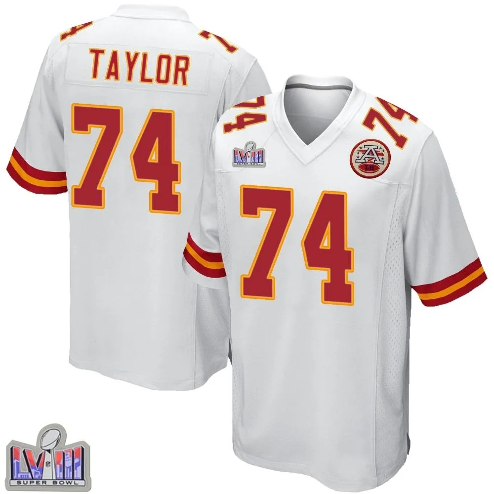 Men's Kansas City Chiefs Jawaan Taylor Nike Super Bowl LVIII Patch Game White Jersey Men's Kansas City Chiefs Jawaan Taylor Nike Super Bowl LVIII Patch Game White Jersey
