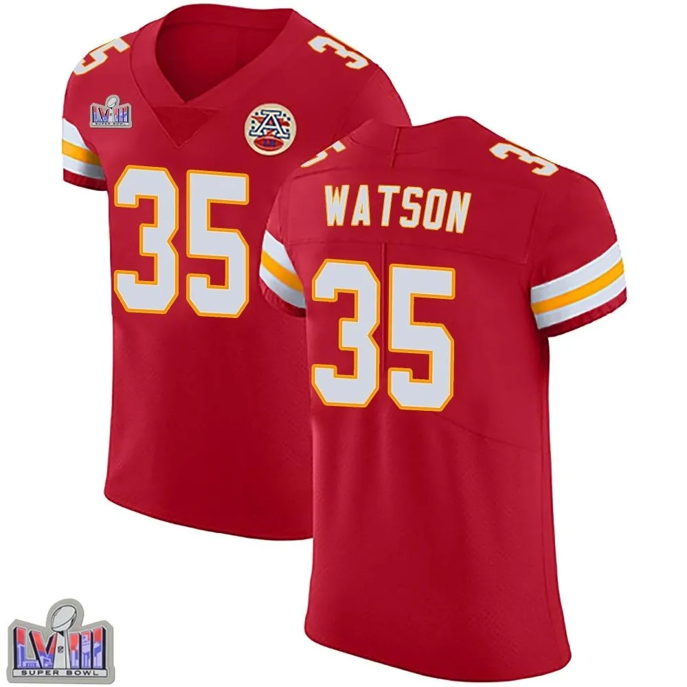 Men's Kansas City Chiefs Jaylen Watson Nike Team Color Vapor Untouchable Super Bowl LVIII Patch Elite Red Jersey Men's Kansas City Chiefs Jaylen Watson Nike Team Color Vapor Untouchable Super Bowl LVIII Patch Elite Red Jersey