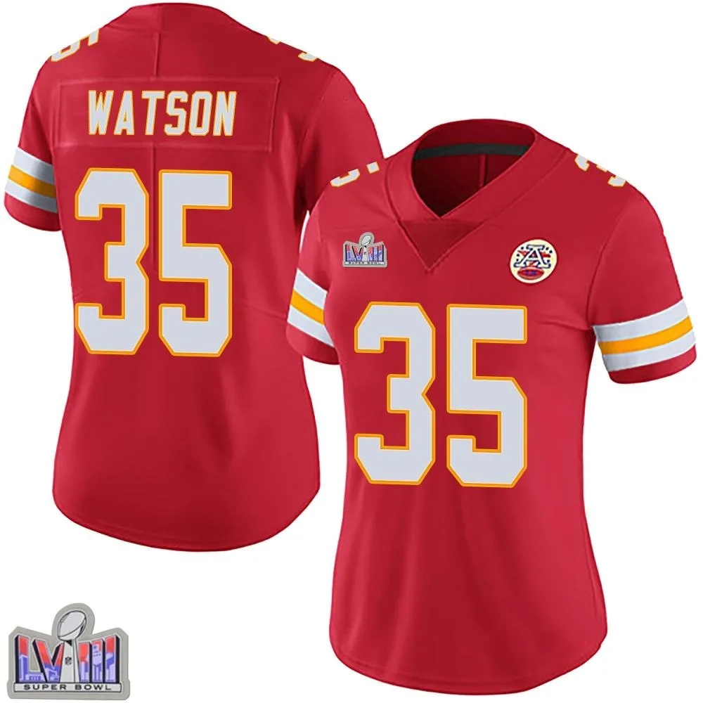 Women's Kansas City Chiefs Jaylen Watson Nike Team Color Vapor Untouchable Super Bowl LVIII Patch Limited Red Jersey Women's Kansas City Chiefs Jaylen Watson Nike Team Color Vapor Untouchable Super Bowl LVIII Patch Limited Red Jersey