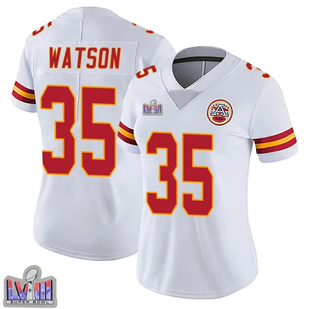 Women's Kansas City Chiefs Jaylen Watson Nike Vapor Untouchable Super Bowl LVIII Patch Limited White Jersey Women's Kansas City Chiefs Jaylen Watson Nike Vapor Untouchable Super Bowl LVIII Patch Limited White Jersey