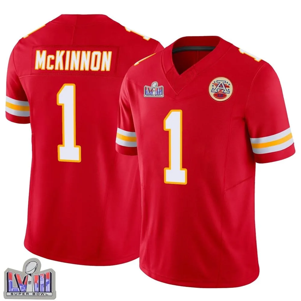 Men's Kansas City Chiefs Jerick Mckinnon Nike Vapor F.U.S.E. Super Bowl LVIII Patch Limited Red Jersey Men's Kansas City Chiefs Jerick Mckinnon Nike Vapor F.U.S.E. Super Bowl LVIII Patch Limited Red Jersey