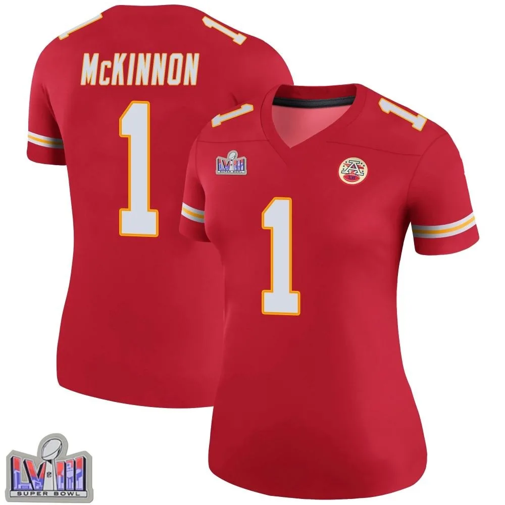Women's Kansas City Chiefs Jerick Mckinnon Nike Color Rush Super Bowl LVIII Patch Legend Red Jersey Women's Kansas City Chiefs Jerick Mckinnon Nike Color Rush Super Bowl LVIII Patch Legend Red Jersey