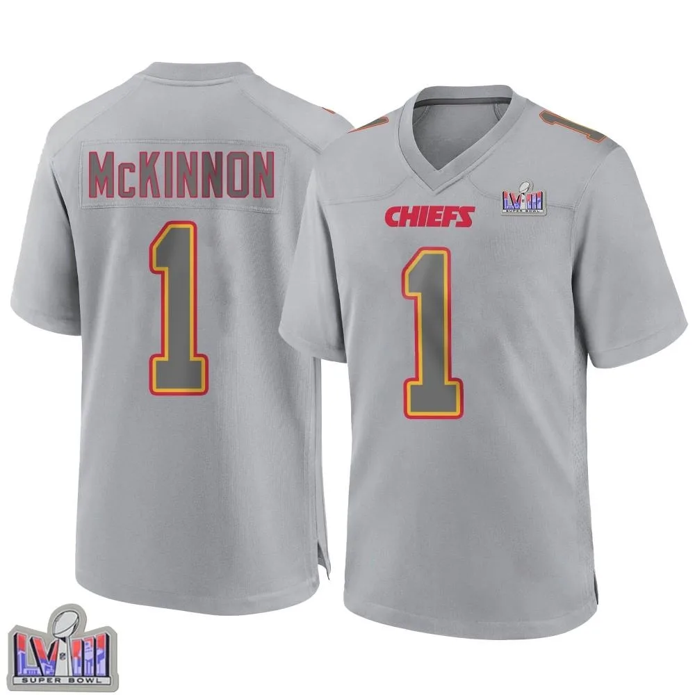 Youth Kansas City Chiefs Jerick Mckinnon Nike Atmosphere Fashion Super Bowl LVIII Patch Game Gray Jersey Youth Kansas City Chiefs Jerick Mckinnon Nike Atmosphere Fashion Super Bowl LVIII Patch Game Gray Jersey
