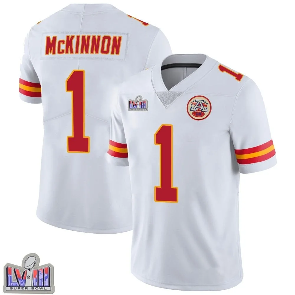 Youth Kansas City Chiefs Jerick Mckinnon Nike Vapor Untouchable Super Bowl LVIII Patch Limited White Jersey Youth Kansas City Chiefs Jerick Mckinnon Nike Vapor Untouchable Super Bowl LVIII Patch Limited White Jersey