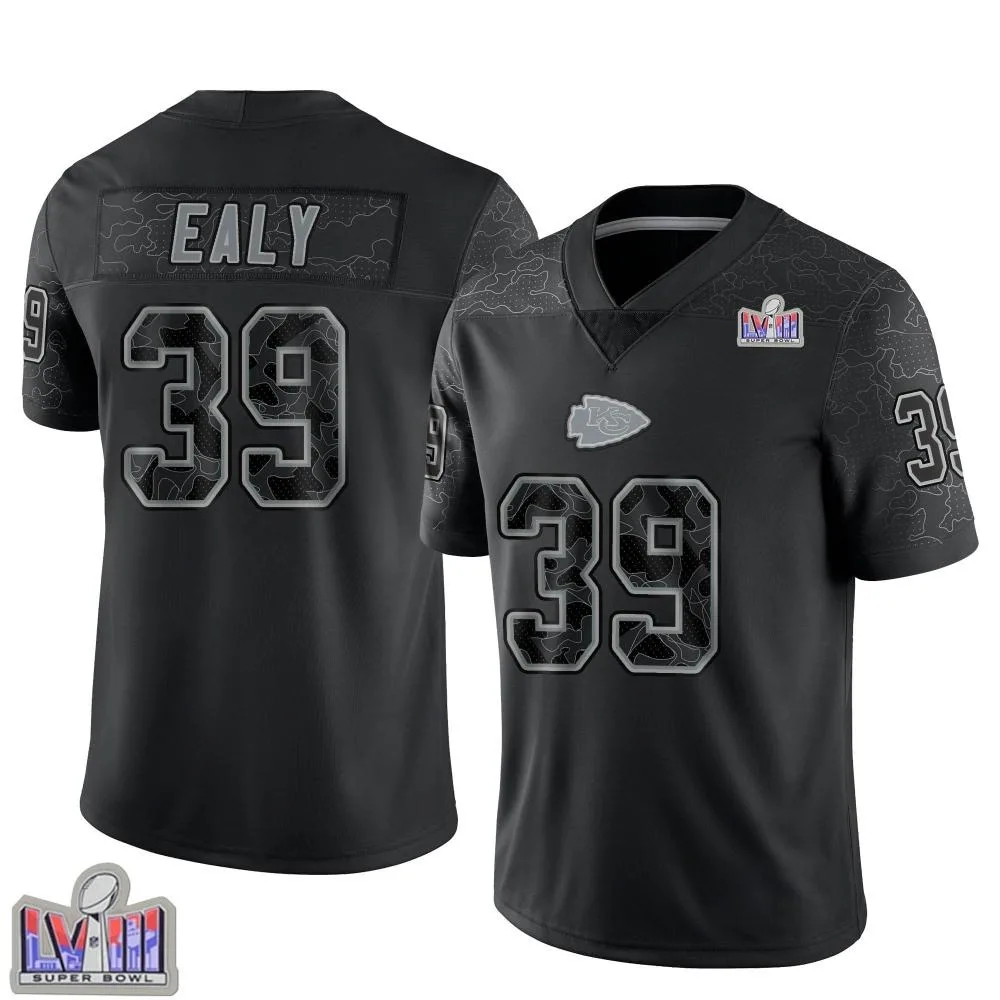 Men's Kansas City Chiefs Jerrion Ealy Nike Reflective Super Bowl LVIII Patch Limited Black Jersey Men's Kansas City Chiefs Jerrion Ealy Nike Reflective Super Bowl LVIII Patch Limited Black Jersey