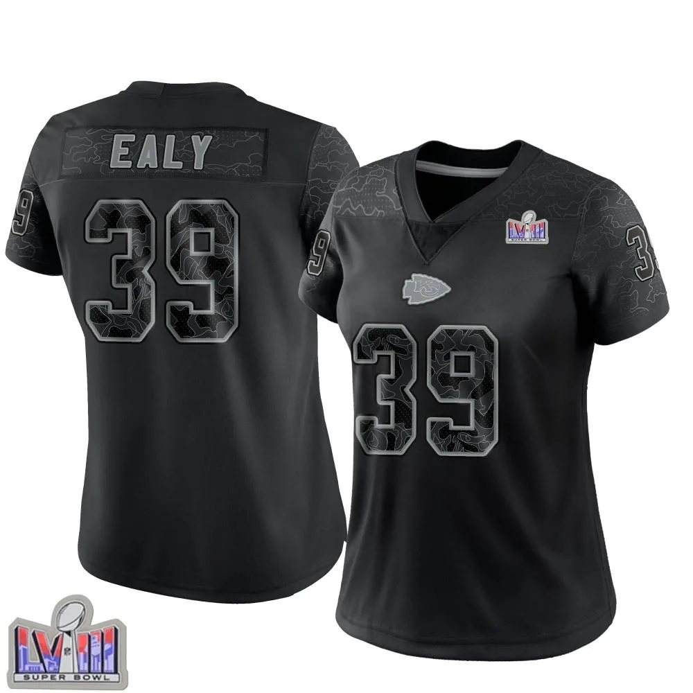 Women's Kansas City Chiefs Jerrion Ealy Nike Reflective Super Bowl LVIII Patch Limited Black Jersey Women's Kansas City Chiefs Jerrion Ealy Nike Reflective Super Bowl LVIII Patch Limited Black Jersey