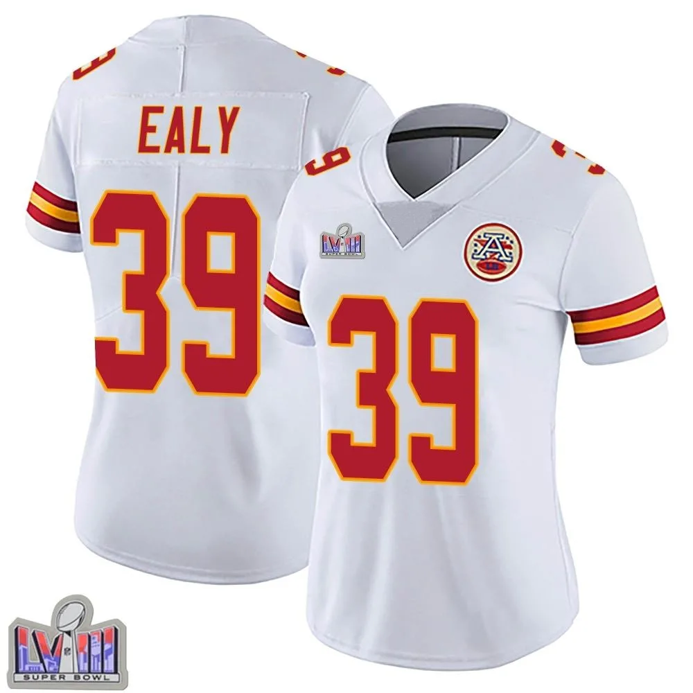 Women's Kansas City Chiefs Jerrion Ealy Nike Vapor Untouchable Super Bowl LVIII Patch Limited White Jersey Women's Kansas City Chiefs Jerrion Ealy Nike Vapor Untouchable Super Bowl LVIII Patch Limited White Jersey