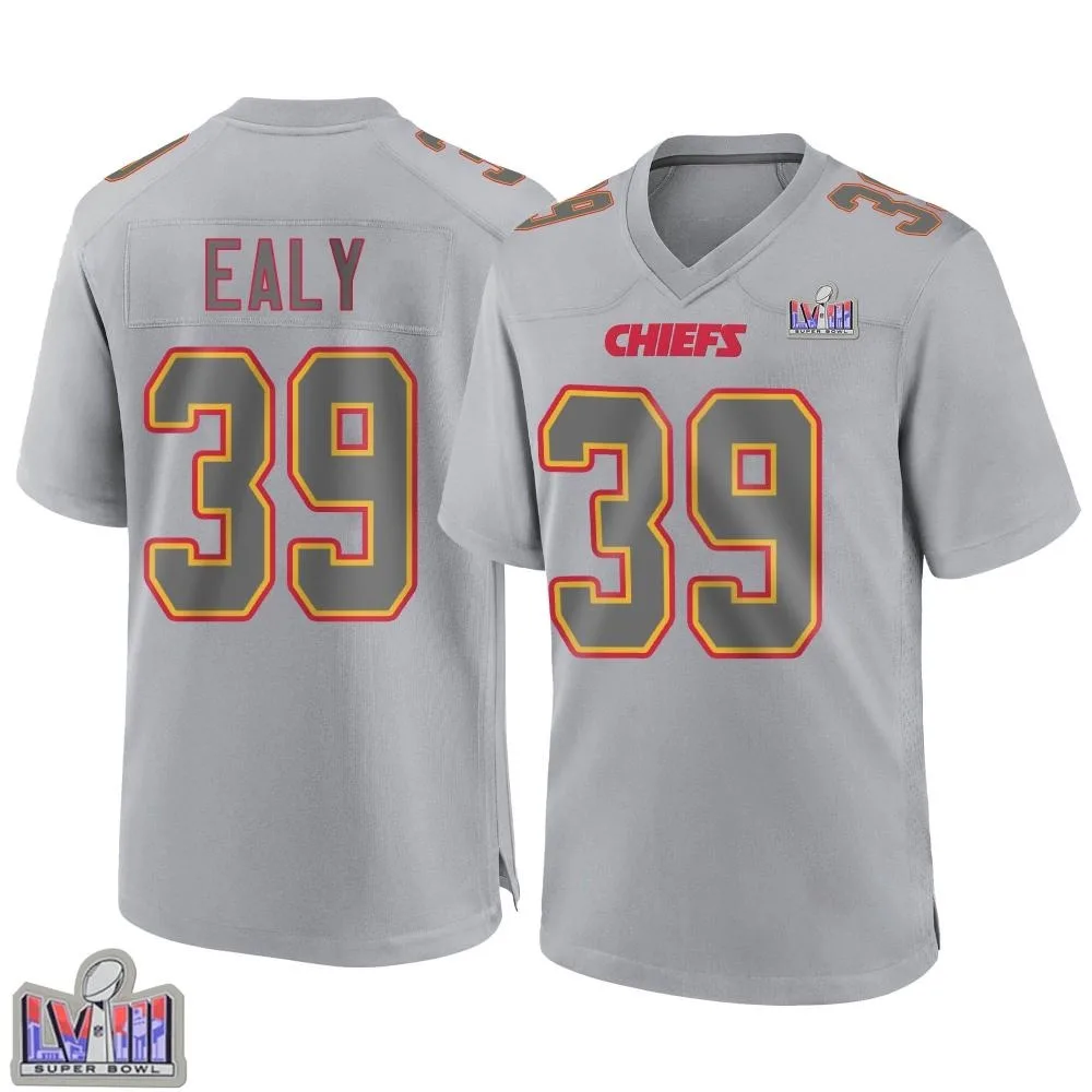 Youth Kansas City Chiefs Jerrion Ealy Nike Atmosphere Fashion Super Bowl LVIII Patch Game Gray Jersey Youth Kansas City Chiefs Jerrion Ealy Nike Atmosphere Fashion Super Bowl LVIII Patch Game Gray Jersey