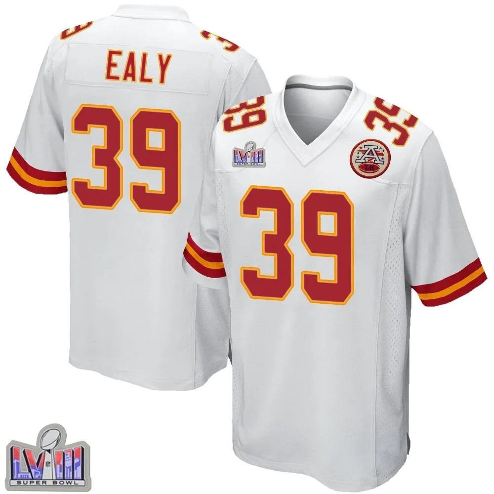 Youth Kansas City Chiefs Jerrion Ealy Nike Super Bowl LVIII Patch Game White Jersey Youth Kansas City Chiefs Jerrion Ealy Nike Super Bowl LVIII Patch Game White Jersey