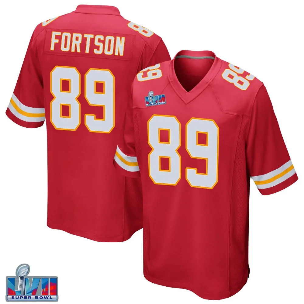 Men's Kansas City Chiefs Jody Fortson Nike Team Color Super Bowl LVII Patch Game Red Jersey