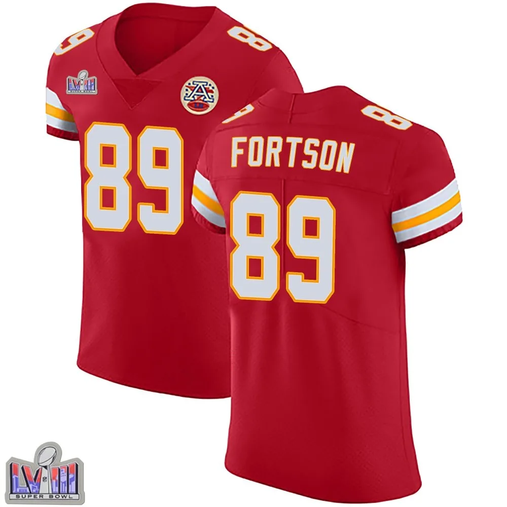 Men's Kansas City Chiefs Jody Fortson Nike Team Color Vapor Untouchable Super Bowl LVIII Patch Elite Red Jersey Men's Kansas City Chiefs Jody Fortson Nike Team Color Vapor Untouchable Super Bowl LVIII Patch Elite Red Jersey