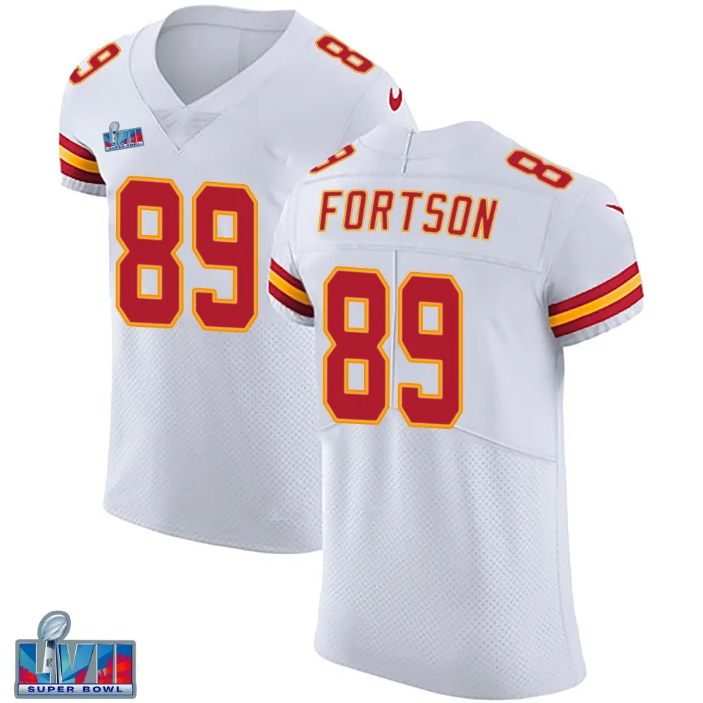 Men's Kansas City Chiefs Jody Fortson Nike Vapor Untouchable Super Bowl LVII Patch Elite White Jersey Men's Kansas City Chiefs Jody Fortson Nike Vapor Untouchable Super Bowl LVII Patch Elite White Jersey