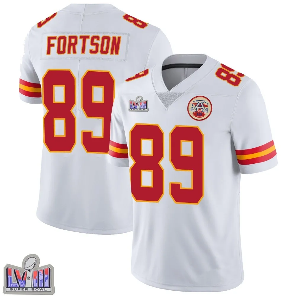 Men's Kansas City Chiefs Jody Fortson Nike Vapor Untouchable Super Bowl LVIII Patch Limited White Jersey Men's Kansas City Chiefs Jody Fortson Nike Vapor Untouchable Super Bowl LVIII Patch Limited White Jersey