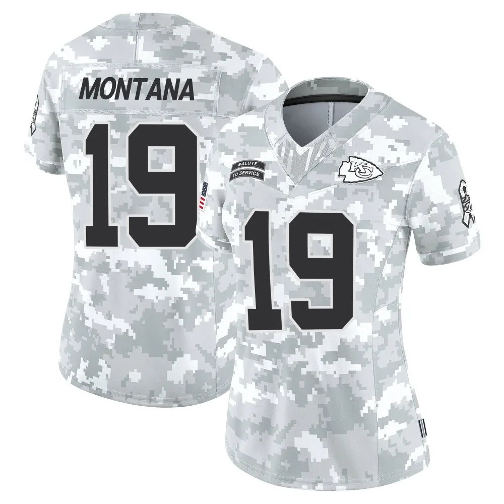 Women's Kansas City Chiefs Joe Montana Nike 2024 Salute to Service Limited Arctic Camo Jersey Women's Kansas City Chiefs Joe Montana Nike 2024 Salute to Service Limited Arctic Camo Jersey