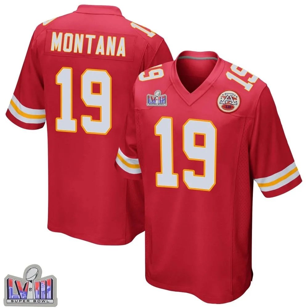 Youth Kansas City Chiefs Joe Montana Nike Team Color Super Bowl LVIII Patch Game Red Jersey Youth Kansas City Chiefs Joe Montana Nike Team Color Super Bowl LVIII Patch Game Red Jersey