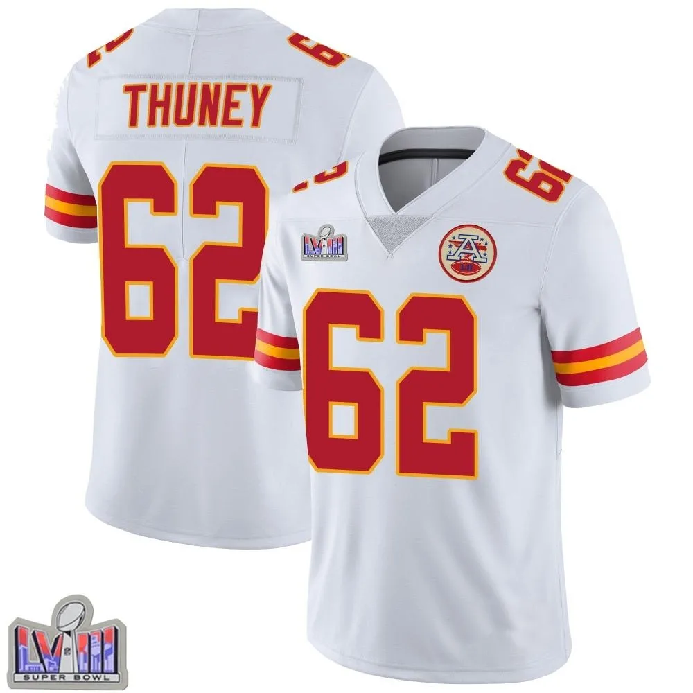 Men's Kansas City Chiefs Joe Thuney Nike Vapor Untouchable Super Bowl LVIII Patch Limited White Jersey Men's Kansas City Chiefs Joe Thuney Nike Vapor Untouchable Super Bowl LVIII Patch Limited White Jersey