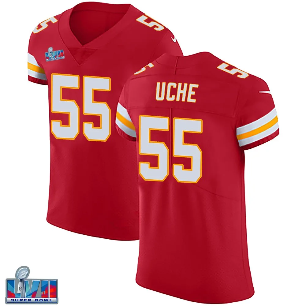 Men's Kansas City Chiefs Joshua Uche Nike Team Color Vapor Untouchable Super Bowl LVII Patch Elite Red Jersey Men's Kansas City Chiefs Joshua Uche Nike Team Color Vapor Untouchable Super Bowl LVII Patch Elite Red Jersey