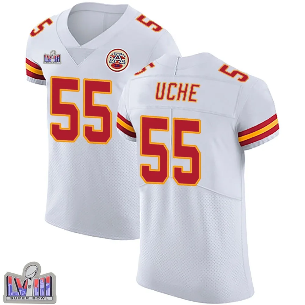 Men's Kansas City Chiefs Joshua Uche Nike Vapor Untouchable Super Bowl LVIII Patch Elite White Jersey Men's Kansas City Chiefs Joshua Uche Nike Vapor Untouchable Super Bowl LVIII Patch Elite White Jersey