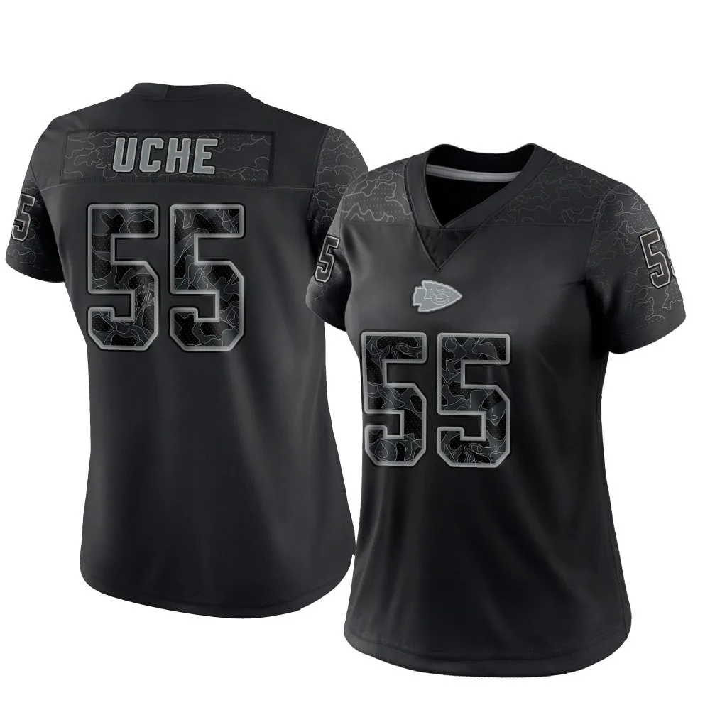 Women's Kansas City Chiefs Joshua Uche Nike Reflective Limited Black Jersey Women's Kansas City Chiefs Joshua Uche Nike Reflective Limited Black Jersey