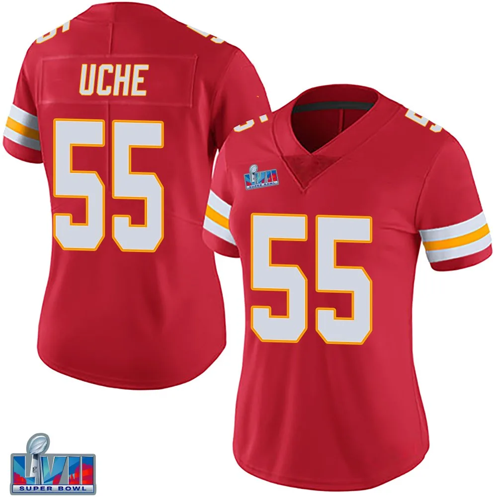 Women's Kansas City Chiefs Joshua Uche Nike Team Color Vapor Untouchable Super Bowl LVII Patch Limited Red Jersey Women's Kansas City Chiefs Joshua Uche Nike Team Color Vapor Untouchable Super Bowl LVII Patch Limited Red Jersey