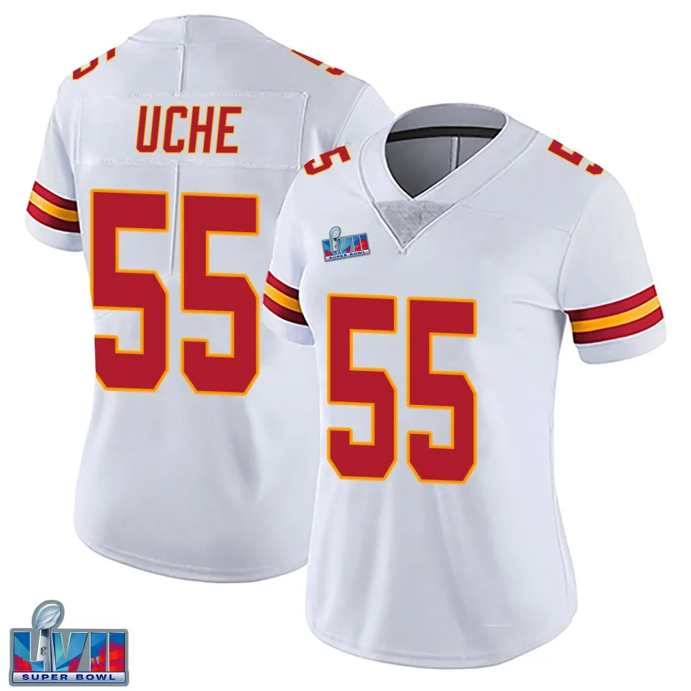 Women's Kansas City Chiefs Joshua Uche Nike Vapor Untouchable Super Bowl LVII Patch Limited White Jersey Women's Kansas City Chiefs Joshua Uche Nike Vapor Untouchable Super Bowl LVII Patch Limited White Jersey