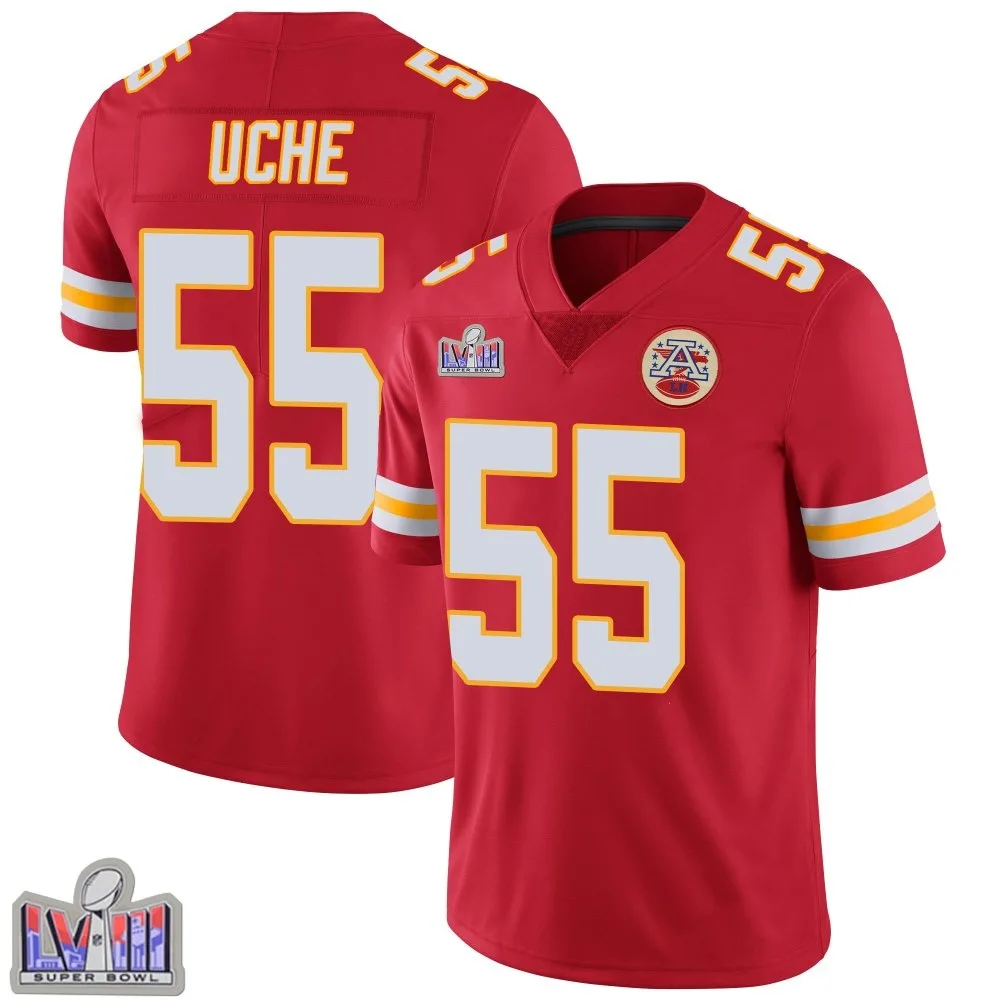 Youth Kansas City Chiefs Joshua Uche Nike Team Color Vapor Untouchable Super Bowl LVIII Patch Limited Red Jersey Youth Kansas City Chiefs Joshua Uche Nike Team Color Vapor Untouchable Super Bowl LVIII Patch Limited Red Jersey