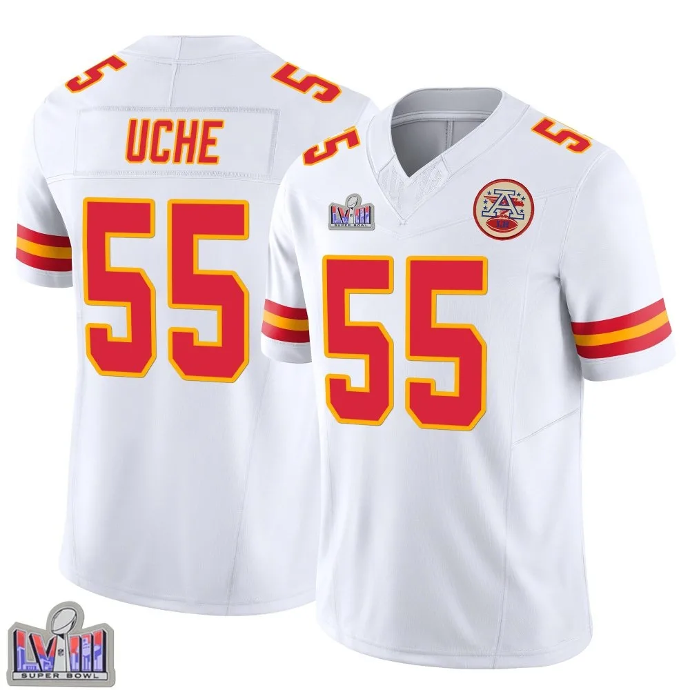 Youth Kansas City Chiefs Joshua Uche Nike Vapor F.U.S.E. Super Bowl LVIII Patch Limited White Jersey Youth Kansas City Chiefs Joshua Uche Nike Vapor F.U.S.E. Super Bowl LVIII Patch Limited White Jersey