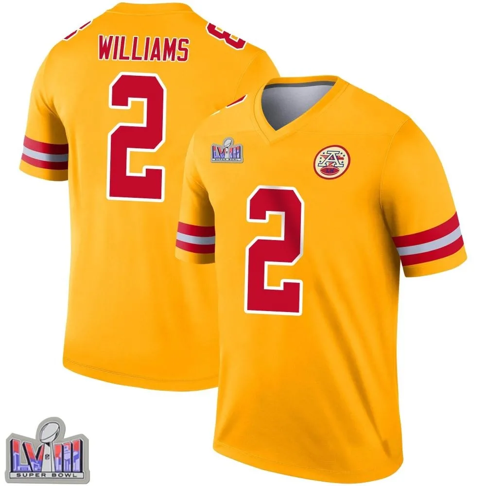 Men's Kansas City Chiefs Joshua Williams Nike Inverted Super Bowl LVIII Patch Legend Gold Jersey Men's Kansas City Chiefs Joshua Williams Nike Inverted Super Bowl LVIII Patch Legend Gold Jersey