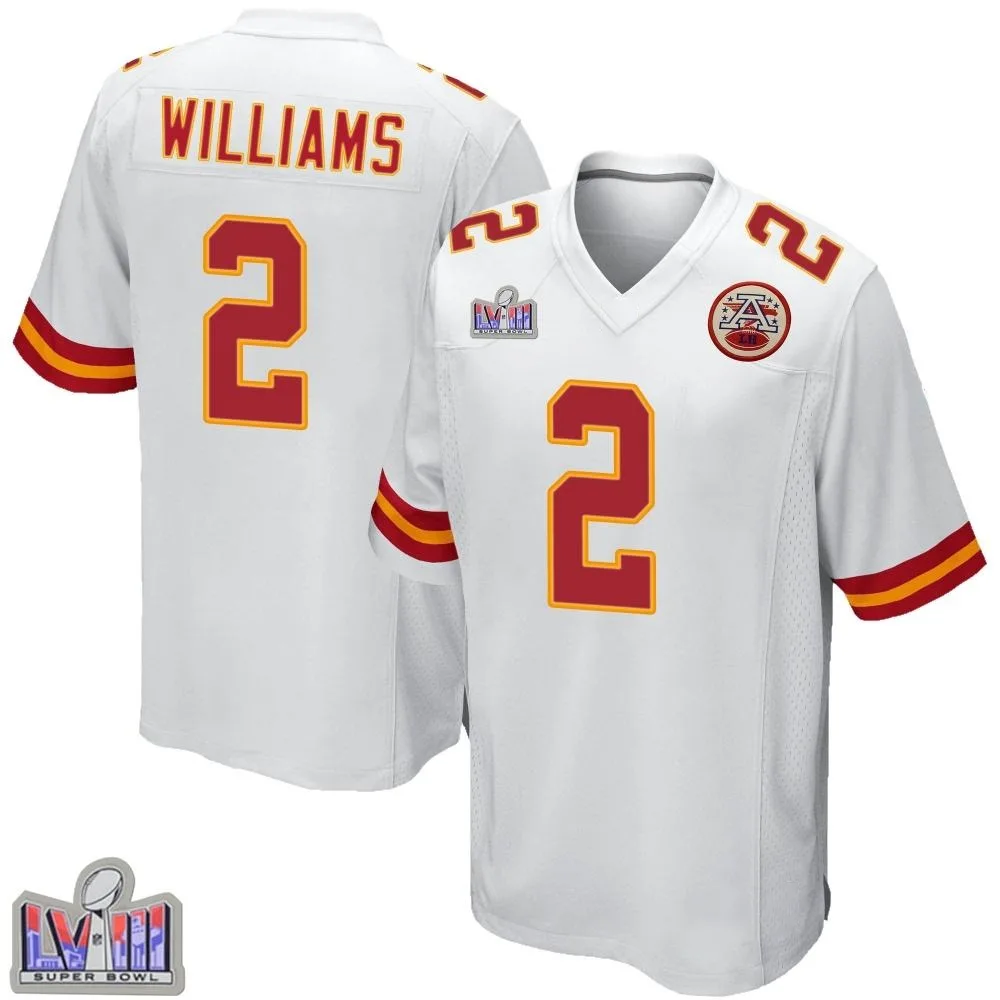 Men's Kansas City Chiefs Joshua Williams Nike Super Bowl LVIII Patch Game White Jersey Men's Kansas City Chiefs Joshua Williams Nike Super Bowl LVIII Patch Game White Jersey