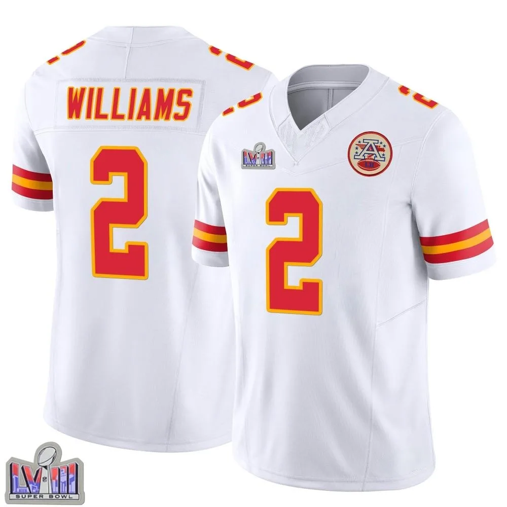 Men's Kansas City Chiefs Joshua Williams Nike Vapor F.U.S.E. Super Bowl LVIII Patch Limited White Jersey Men's Kansas City Chiefs Joshua Williams Nike Vapor F.U.S.E. Super Bowl LVIII Patch Limited White Jersey