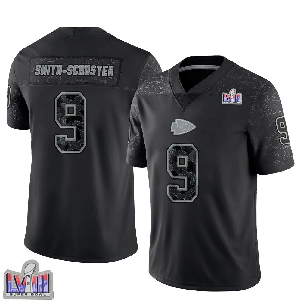 Men's Kansas City Chiefs Juju Smith-Schuster Nike Reflective Super Bowl LVIII Patch Limited Black Jersey Men's Kansas City Chiefs Juju Smith-Schuster Nike Reflective Super Bowl LVIII Patch Limited Black Jersey