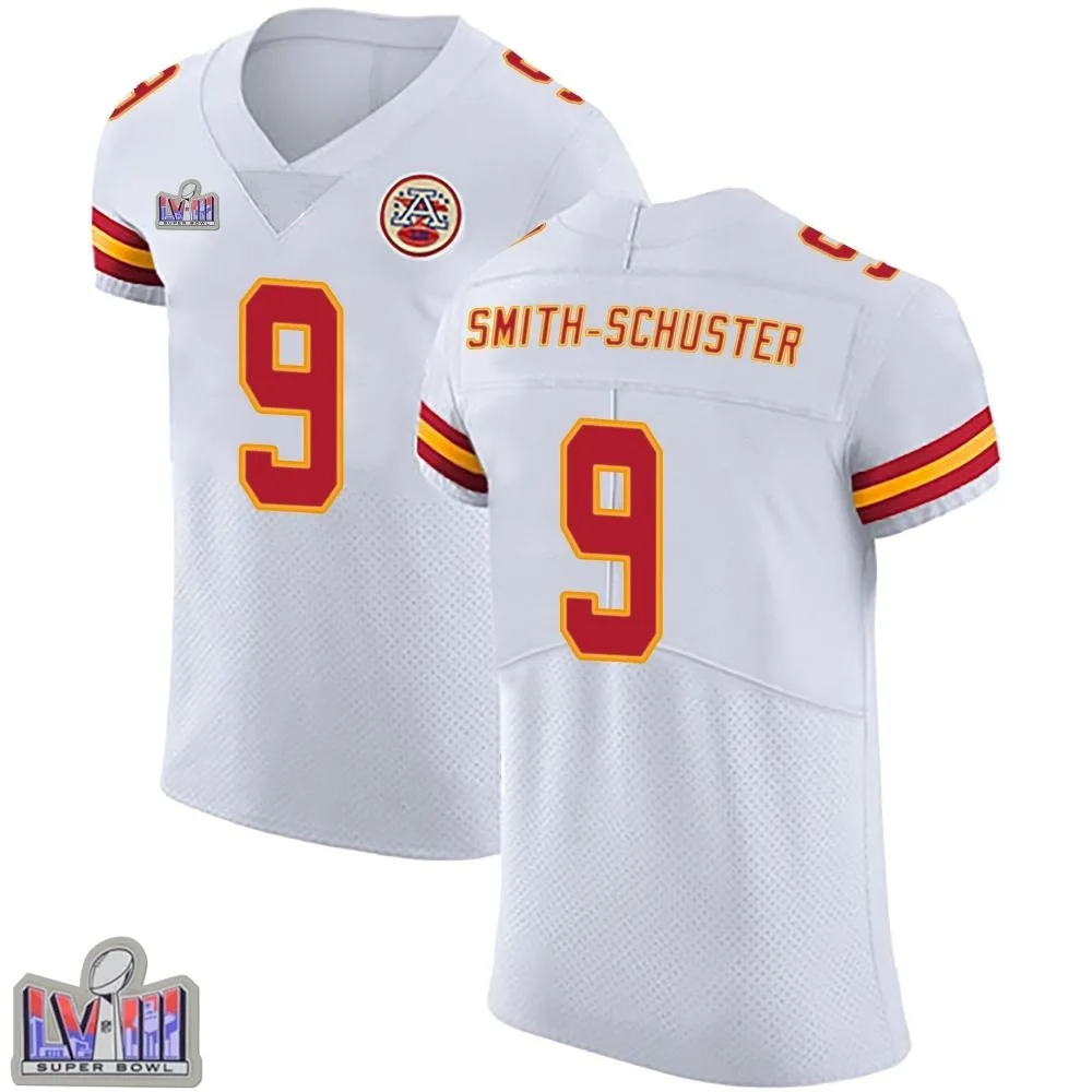 Men's Kansas City Chiefs Juju Smith-Schuster Nike Vapor Untouchable Super Bowl LVIII Patch Elite White Jersey Men's Kansas City Chiefs Juju Smith-Schuster Nike Vapor Untouchable Super Bowl LVIII Patch Elite White Jersey
