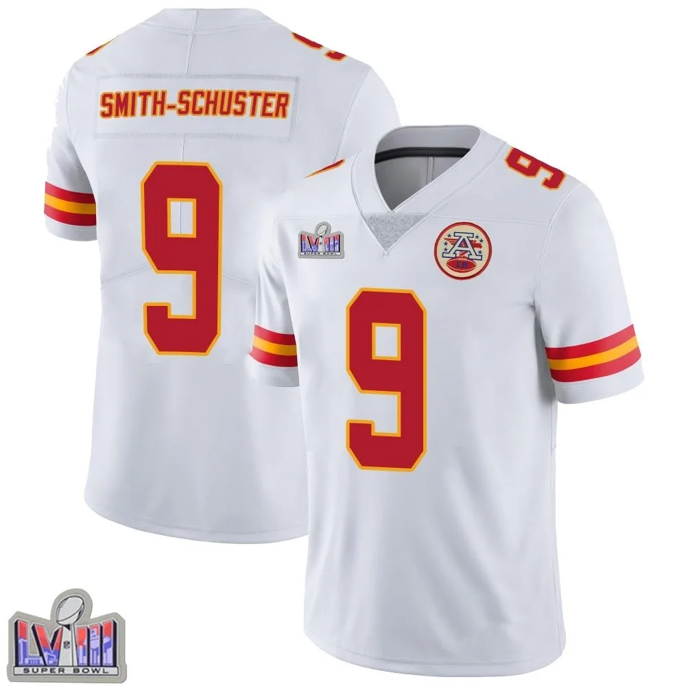Men's Kansas City Chiefs Juju Smith-Schuster Nike Vapor Untouchable Super Bowl LVIII Patch Limited White Jersey Men's Kansas City Chiefs Juju Smith-Schuster Nike Vapor Untouchable Super Bowl LVIII Patch Limited White Jersey