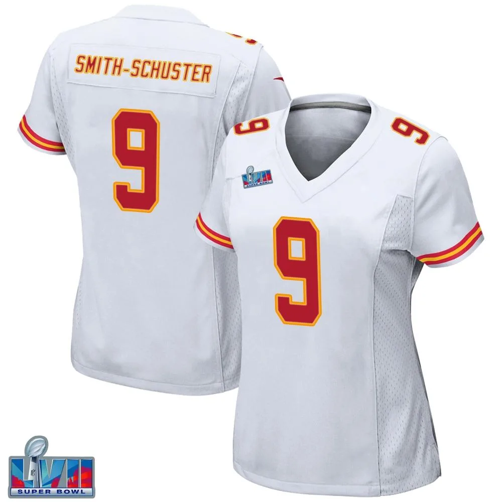 Women's Kansas City Chiefs Juju Smith-Schuster Nike Super Bowl LVII Patch Game White Jersey Women's Kansas City Chiefs Juju Smith-Schuster Nike Super Bowl LVII Patch Game White Jersey
